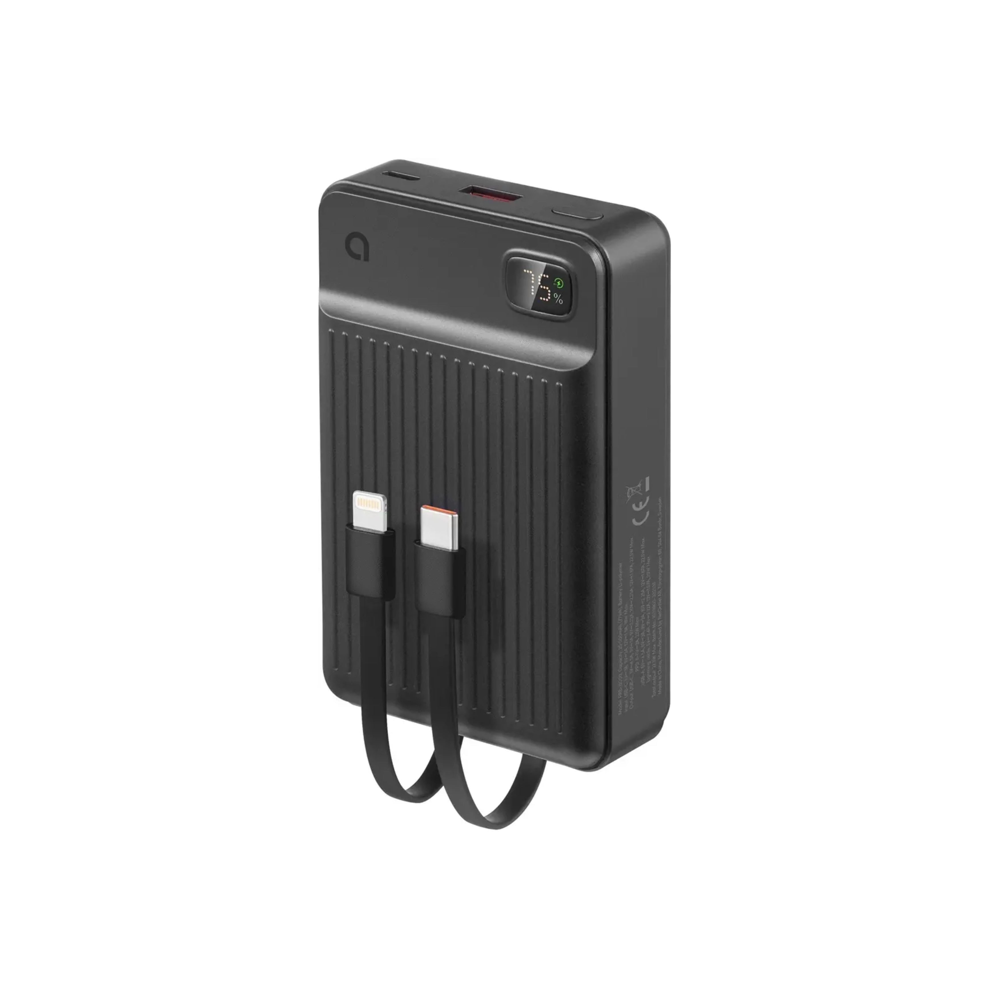 Powerbank med inbyggd USB-C- och Lightning-kabel
AnderssonPRB-I2000 - Powerbank Integrated Cables 20.000 mAh